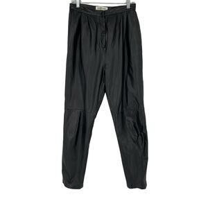 Vintage 80’s High Waist Leather Pants Pleated Size 12 Black